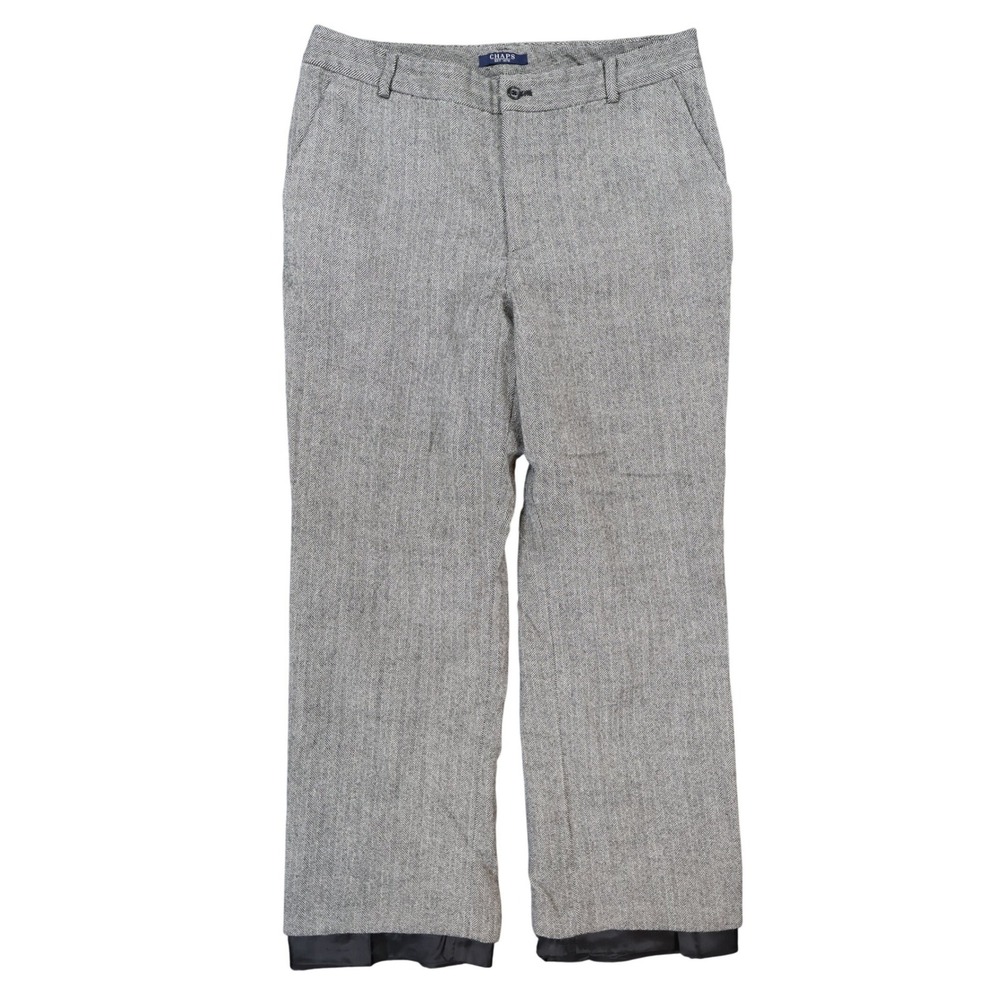 Chaps Dress Pants Womens 12 Gray Excellent Herringbone 100%‎ Wool